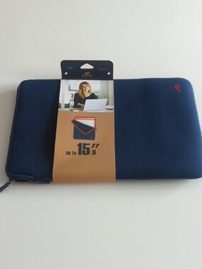Rivacase Navy 15.6" Laptop Sleeve - Padded Protective Case - New